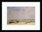 River Barges at Low Tide; Berck le Rivage a Maree Basse, 1882 by Eugene Louis Boudin