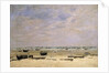 River Barges at Low Tide; Berck le Rivage a Maree Basse, 1882 by Eugene Louis Boudin