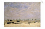 River Barges at Low Tide; Berck le Rivage a Maree Basse, 1882 by Eugene Louis Boudin