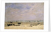 River Barges at Low Tide; Berck le Rivage a Maree Basse, 1882 by Eugene Louis Boudin