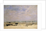 River Barges at Low Tide; Berck le Rivage a Maree Basse, 1882 by Eugene Louis Boudin