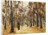 Zoological Gardens in Autumn with Figures Walking; Tiergarten im Herbst mit Spaziergangern by Max Liebermann