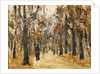 Zoological Gardens in Autumn with Figures Walking; Tiergarten im Herbst mit Spaziergangern by Max Liebermann