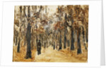 Zoological Gardens in Autumn with Figures Walking; Tiergarten im Herbst mit Spaziergangern by Max Liebermann