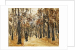 Zoological Gardens in Autumn with Figures Walking; Tiergarten im Herbst mit Spaziergangern by Max Liebermann