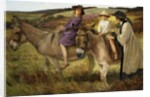 Two Children Riding Donkeys on the Edge of a Moor, 1912 by George Edmund Butler