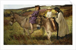 Two Children Riding Donkeys on the Edge of a Moor, 1912 by George Edmund Butler