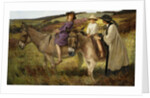 Two Children Riding Donkeys on the Edge of a Moor, 1912 by George Edmund Butler