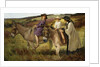 Two Children Riding Donkeys on the Edge of a Moor, 1912 by George Edmund Butler