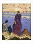 Two Women on Rocks by the Sea by Derwent Lees