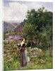 A Young Girl Standing Outside a Cottage Holding a Pail by Henry John Yeend King