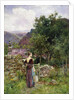A Young Girl Standing Outside a Cottage Holding a Pail by Henry John Yeend King