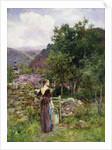 A Young Girl Standing Outside a Cottage Holding a Pail by Henry John Yeend King