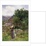 A Young Girl Standing Outside a Cottage Holding a Pail by Henry John Yeend King