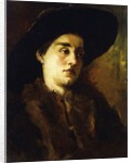 Portrait of a Lady, Wearing a Fur Coat and Black Hat by Heinrich Wilhelm Truebner