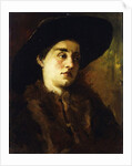 Portrait of a Lady, Wearing a Fur Coat and Black Hat by Heinrich Wilhelm Truebner