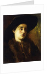 Portrait of a Lady, Wearing a Fur Coat and Black Hat by Heinrich Wilhelm Truebner