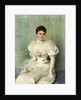 Portrait of a Lady, seated three quarter length, wearing a White Dress, 1895 by Vittorio Matteo Corcos