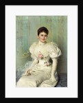 Portrait of a Lady, seated three quarter length, wearing a White Dress, 1895 by Vittorio Matteo Corcos