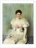 Portrait of a Lady, seated three quarter length, wearing a White Dress, 1895 by Vittorio Matteo Corcos