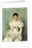 Portrait of a Lady, seated three quarter length, wearing a White Dress, 1895 by Vittorio Matteo Corcos