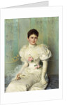 Portrait of a Lady, seated three quarter length, wearing a White Dress, 1895 by Vittorio Matteo Corcos