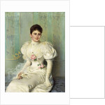 Portrait of a Lady, seated three quarter length, wearing a White Dress, 1895 by Vittorio Matteo Corcos