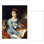 Portrait of a Lady with her Pug Dog by German School