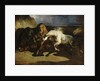 Stallions Fighting in a Stormy Landscape by Alfred Dedreux or de Dreux