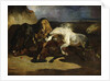 Stallions Fighting in a Stormy Landscape by Alfred Dedreux or de Dreux