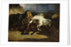 Stallions Fighting in a Stormy Landscape by Alfred Dedreux or de Dreux