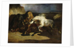 Stallions Fighting in a Stormy Landscape by Alfred Dedreux or de Dreux