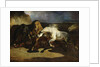 Stallions Fighting in a Stormy Landscape by Alfred Dedreux or de Dreux
