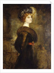 Portrait of a Lady, standing three-quarter length by Franz Seraph von Lenbach