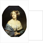 Portrait of Jenny Lind, standing half length in a White Dress and a Light Blue Shawl by Eduard Magnus