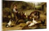 A Boy with Poultry and a Goat in a Farmyard, 1903 by Charles Hunt