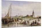 Fisherfolk on a Beach with a Town Beyond, 1857 by Johan Gerard Smits