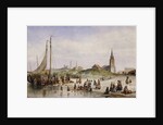 Fisherfolk on a Beach with a Town Beyond, 1857 by Johan Gerard Smits