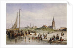 Fisherfolk on a Beach with a Town Beyond, 1857 by Johan Gerard Smits