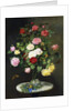 A Bouquet of Roses in a Glass Vase by Wild Flowers on a Marble Table, 1882 by Otto Didrik Ottesen
