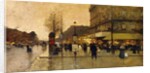 A Parisian Street Scene by Eugene Galien-Laloue