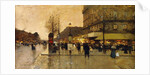 A Parisian Street Scene by Eugene Galien-Laloue