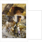 Girls Driving Animals to a Barn by Mose Bianchi