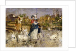 A Mother and Child with Geese by Mose Bianchi