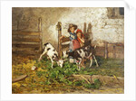Children and Goats in a Barn, by Mose Bianchi