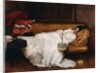 A Girl with a Japanese Fan Asleep on a Sofa, by Alfred Emile Stevens