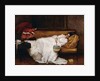 A Girl with a Japanese Fan Asleep on a Sofa, by Alfred Emile Stevens