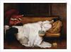 A Girl with a Japanese Fan Asleep on a Sofa, by Alfred Emile Stevens