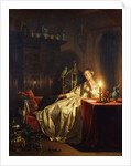 A Candlelit Interior with a Lady Seated at a Table, 1865 by Petrus van Schendel