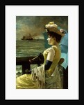 A Lady with a Parasol Looking out to Sea by Alfred Emile Stevens